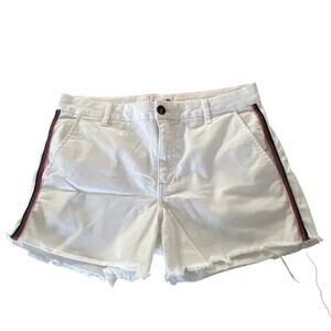 Sundry White Trouser Shorts Side Stripes Woman Size 28 Preppy Cut Offs Yacht